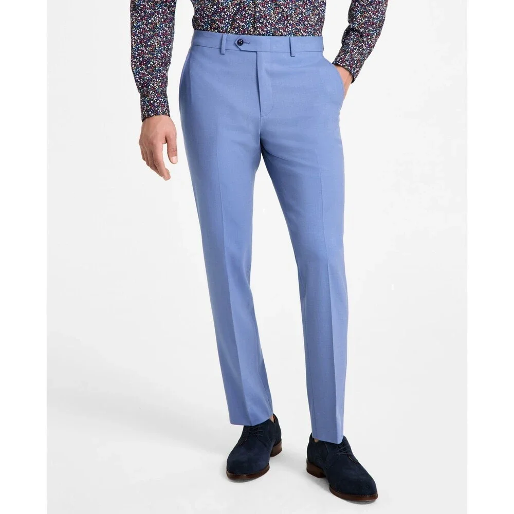 Bar III Slim-Fit Wool Blend Suit Pants Men's 32W x 32L Light Blue Zip Hook & Bar